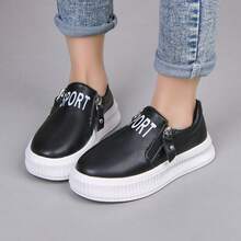 婴幼儿时尚平底鞋，简约新款拉链儿童低帮休闲鞋 - 黑色 - 查看 16