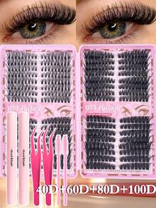 750片混合长度假睫毛，包含60D、80D、100D、120D假睫毛簇，适合在家DIY，新手友好，自然浓密，是打造浓密夸张妆容的理想之选。睫毛簇套装，睫毛，假睫毛，假睫毛 - 彩色 - 查看 13