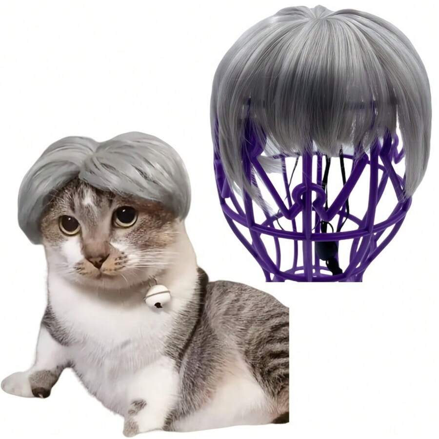 1 Cute Pet Wig | Halloween Ugly Fun Cat And Dog Wig With Straight Hair Heat Resistant Fiber - 0906 - View 1