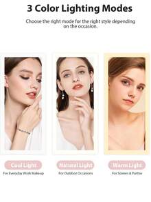 LED化妆镜，便携式迷你化妆镜，USB充电式LED旅行化妆镜，带灯，口袋镜，亮度可调，三种灯光模式 - 白光、自然光、暖光，多功能化妆镜，适用于宿舍、旅行、化妆、办公室、卧室，最佳圣诞礼物（女士适用） - 彩色 - 查看 7