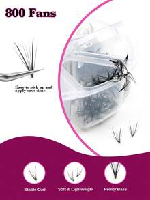 ARTSTAR C Crul 800pcs 7D Black Soft & Thin Fan-Shaped False Eyelashes, Handmade Pre-Made Fanned Out Eyelash Extension - C - View 4