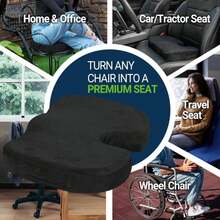 Season Guard Tailbone Pain Relief Office Chair Seat Cushion, Memory Foam Gel Seat Cushion For Sciatica Pain Relief With Washable Cover, Butt Cushion For Long Sitting, Mesh, Black - ColorA - View 6