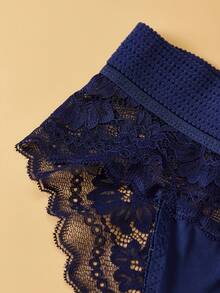 3 Pcs Ladies Semi Transparent High Waisted Panties Women's Sexy Lace Triangles - Multicolor - View 8