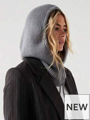 1 pieza Bufanda con capucha de punto de moda para mujer, gorro balaclava con cordón, cálido y versátil para el transporte