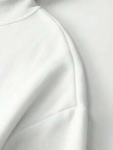 1 Pcs1PC Men's Black Solid Color Drop Shoulder Long Sleeve Drawstring Pocket Casual Hoodie, Autumn/Winter, Suitable For Work, Daily Office Sports, And As A Gift For Husbands And Boyfriend - trắng - Xem 5
