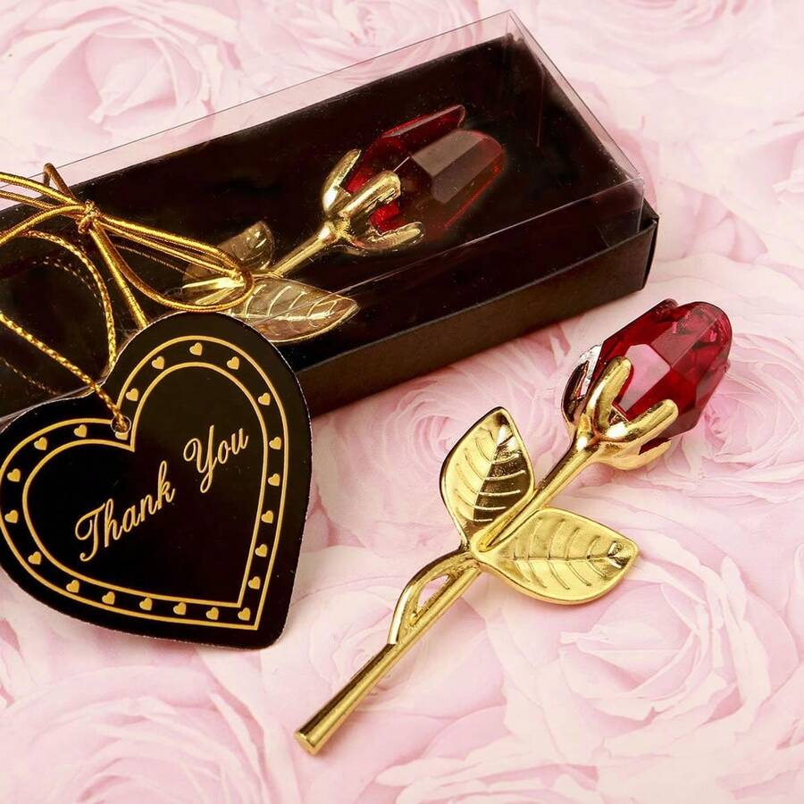 Eternal Love Metal Crystal Rose Timeless Gift For Valentine's Day, Mother's Day, Birthdays, And Anniversaries Water-Resistant & Durable Crystal Design Personalized Present Decoration Wedding - 金棒,粉金盒子. - 查看 1