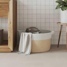 vidaXL Aufbewahrungskorb, beige und weiß, Ø 40 x 25 cm, Baumwolle - Verschiedenfarbig - Übersicht 3