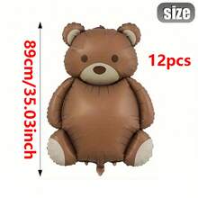 1/2/4/12 quả bóng bay hình gấu bông màu cà phê, kích thước 35 inch, làm bằng giấy bạc, thích hợp để trang trí tiệc. - Gấu nâu - Xem 14
