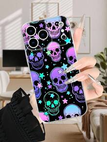Funda transparente con diseño de calaveras coloridas y estrellas, estilo creativo y de moda, funda transparente para teléfono Apple iPhone17 Pro Max, 17 Pro, 17 Air, 16 Pro Max, 16 Pro, 16E, 17, 16, 15, 14, 13, 12, 11, Plus, Pro, Pro Max Cases, para Galaxy S25, S24, S23, S22, S24, Galaxy A5, A35, A32, A04, A03, A06, y para Moto G15, Moto E22, Moto G24, Moto G14, Moto G22, Moto G85, Moto E13, Moto G53, Moto G32, Moto G84, Funda protectora transparente de TPU suave a prueba de golpes, ideal como regalo para mujeres y amantes de la moda - transparente - Ver 4