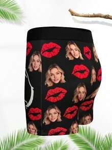 [DIY] Customized Underwear, Men's Underwear, Portrait Photo Customized Underwear, Christmas Gift, Novelty Underwear - Big Head Photo, Face Replacement, Comfortable Fabric, Gift For Friends/Partner/Lover, Party/Birthday/Christmas Gift, Gym Boy - màu đen - Xem 3