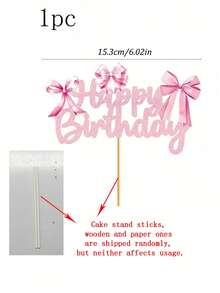 1 buc/3 buc decor tort cu fundă roz minunată pentru ziua de naștere, decor tort cu fundă roz pentru ziua de naștere, felicitare cu fundă roz pentru ziua de naștere, - decor tort de ziua de naștere, accesorii pentru decorațiuni petrecere, decorațiune modernă cu litere grafice pentru tort, idei de decorare a petrecerii de ziua de naștere, suvenir perfect pentru familia și prietenii tăi, potrivit pentru accesorii pentru petreceri de ziua de naștere cu tematică prințesă pentru femei.