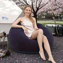 1个便携式充气户外休闲椅。柔软舒适的球形懒人沙发椅 | 透气PVC材质，符合人体工程学设计，现代座椅，轻巧结构，紧凑型座椅，可折叠充气户外休闲躺椅沙发，适用于客厅、阳台、露营、野餐、户外座椅、露营椅，球形设计，紧凑型家具，易于携带，耐用材质，可折叠沙发，旅行者，露营者