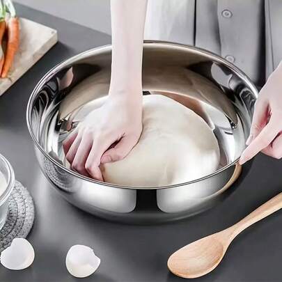 1个/2个不锈钢大容量碗，适用于拌沙拉、揉面、烘焙、煲汤、圆形洗菜盆、多功能厨房汤锅，兼容多种炉灶，厨房配件，圣诞节礼物