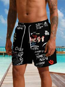 Men's Summer 3D Graffiti Printed Beach Shorts - Quick Drying