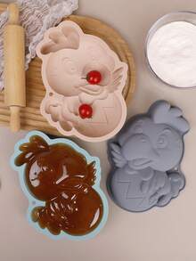 1个硅胶小鸡造型蛋糕模具，烘焙工具，卡通母鸡蛋糕模具，蛋糕烤盘，慕斯托盘，厨房烘焙巧克力慕斯果冻蜡模具，烘焙工具 - 彩色 - 查看 12