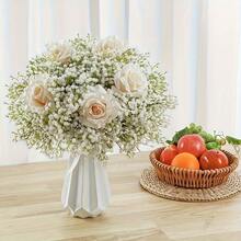 10pcs Realistic Artificial Flowers, Suitable For Anniversary, Wedding, Engagement, Hotel, St. Patrick's Day, Thanksgiving, Valentine's Day, Mother's Day And June Decoration, Plastic Fake Flowers For Birthday Party Decor - Multicolor - View 5