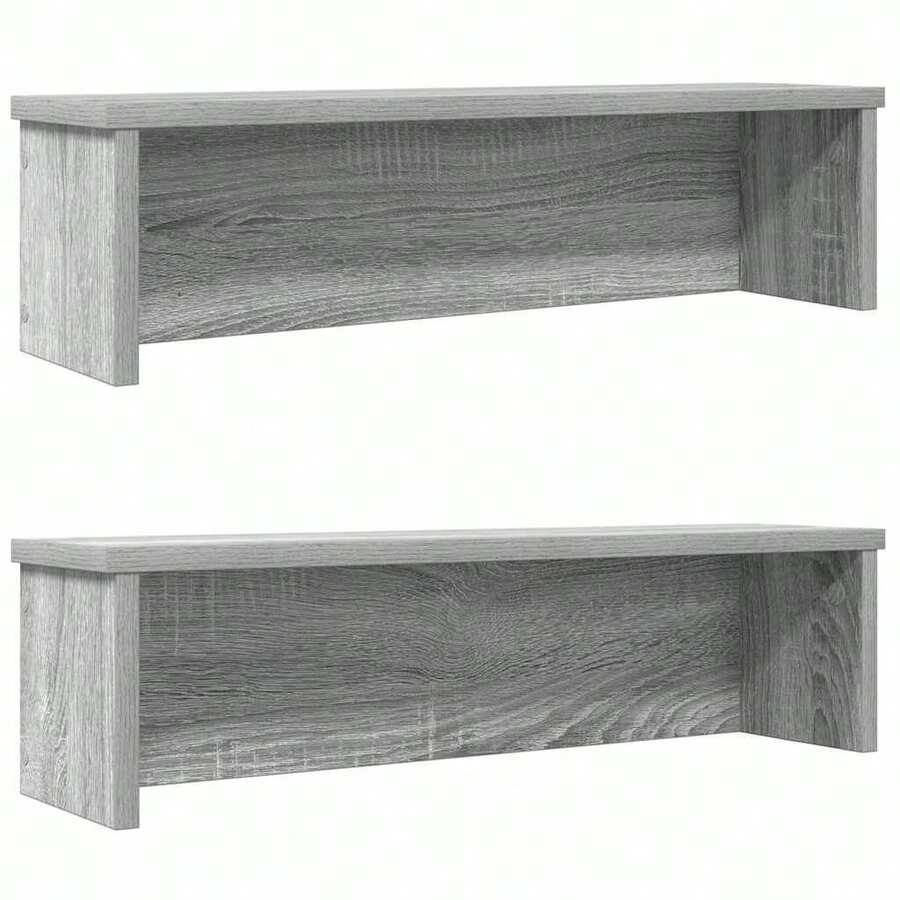 VidaXL Étagères de cuisine empilables 2 pcs sonoma gris 50x15x16 cm - Gris - Voir 1