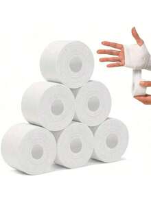 5pcs/1pc White Cotton Protective Tape, Serrated Sports Bandage, Non-Irritating Muscle & Joint Protective Tape, Finger Tape For Climbing, Breathable & Durable Injury Protection & Recovery Wrap For Basketball, Football, Flexible Support Material, Comfortable Fit, Sports Training Accessory, Basketball Auxiliary Supplies - White - View 1