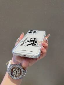 Officially Licensed Paul Frank Transparent Airbag Phone Case, Full Coverage Shock-Proof Protection With Camera Cutout, Monkey Cartoon Letter Lightning Pattern, New Design Compatible With IPhone 13/14/15/16/17 Pro Max - Multicolor - View 6