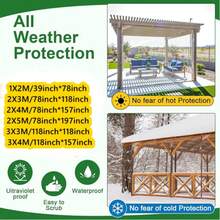 1个带金属孔眼的PE透明罩，可折叠，透明篷布侧板，防风雨篷布，适用于花园、露台、凉亭、入口、阳台，防雨防雪 - 白色 - 查看 4