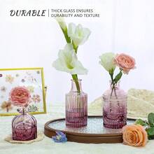 12pcs Glass Bud Vase Set, Small Purple Flower Vases For Centerpieces In Bulk, Mini Vintage Vase For Wedding, Home,Table Decoration,12Pcs,Purple - 紫色 - 查看 6