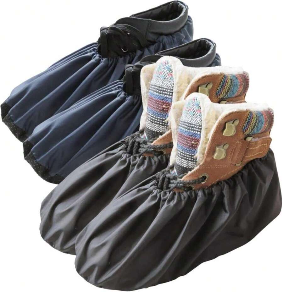 DearyHome Washable Reusable Shoe Boot Covers - Non-Slip, Water-Resistant (2 Pairs, Large) For Contractors &Amp; Households - Keep Carpets, Floors, And Rooms Clean - ColorB - View 1