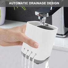 Soporte para cepillo de dientes para baño, de plástico desmontable para una fácil limpieza, multiusos, con 3 ranuras antideslizantes para organizar cepillos de dientes eléctricos y pasta de dientes, para tocador y encimera (gris) - Gris - Ver 6