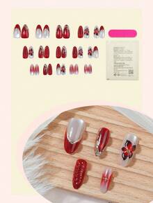 10 miếng dán móng tay acrylic hình hoa Pháp màu vàng kim, hình hạnh nhân cỡ trung bình, kiểu móng dán Y2K, mắt mèo đỏ, bộ móng giả 3D tự làm nghệ thuật, trang trí hạt trắng/vàng, thích hợp cho tiệm nail, móng tay hàng ngày của các cô gái và phụ nữ, lễ hội, tiệc tùng và quà tặng. - Nhiều màu - Xem 2
