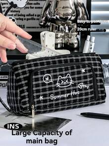 Conjunto com 1 unidade de estojo/bolsa para material escolar, estojo grande para material escolar, estojo portátil para material escolar, cosméticos, presente portátil, adequado para escritórios, escolas, jovens, meninas, meninos, meninas e adultos. [O produto inclui apenas o estojo/bolsa para material escolar; acessórios da imagem não inclusos.] - Multicolorido - Ver 11