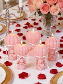 1个丘比特泰迪熊爱心热气球蜡烛模具 - 易脱模可重复使用，适用于树脂/蜡烛/石膏硅胶模具，情人节/圣诞节/婚礼情侣礼物，家居装饰 - 白色 - 查看 1