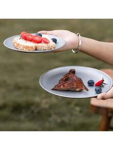 Plato de purificación de titanio, bandeja de cubiertos para exteriores, plato de ensalada de frutas, plato de picnic al aire libre, bandeja apilable para camping, suministros de camping - 14 centímetros - Ver 8