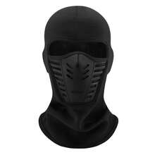 Winter Rider Warm Anti-Haze Balaclava Full Face Mask For Motorcycle Riding Cycling Ski Hood Cap Windproof Soft Outdoor Warm Bike Headwear JS3L - 黑色 - 查看 2