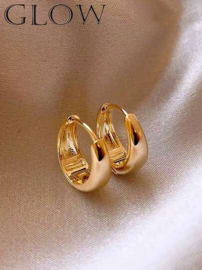 1 Pair Vintage Gold Minimalist Geometric Stud Earrings, Suitable For Young Girl Everyday And Festivals