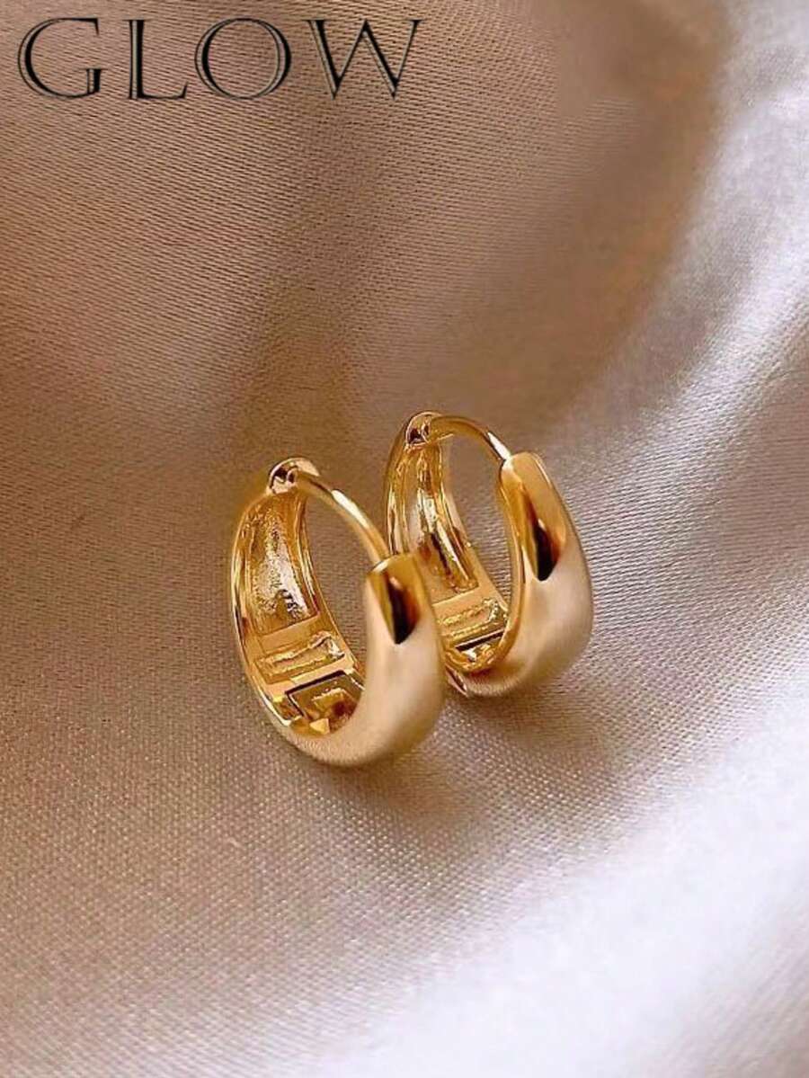 1 Pair Vintage Gold Minimalist Geometric Stud Earrings, Suitable For Young Girl Everyday And Festivals - Geometry - View 1