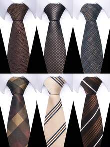 1 pieza Corbata retro marrón de 8CM, adecuada para reuniones de negocios de hombres, novio de boda, fiestas y ocasiones formales - colores mezclados - Ver 1