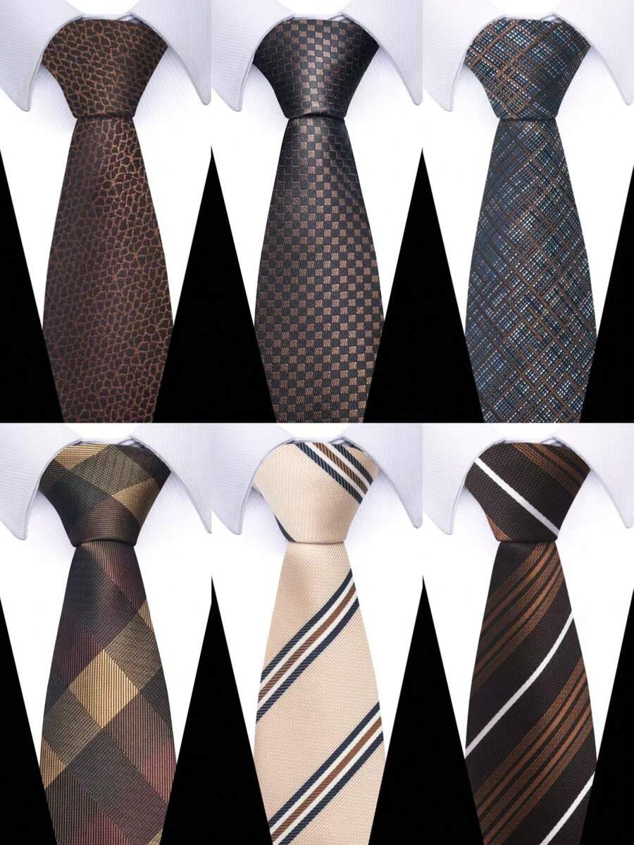 1 pieza Corbata retro marrón de 8CM, adecuada para reuniones de negocios de hombres, novio de boda, fiestas y ocasiones formales - colores mezclados - Ver 1