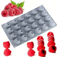 1pc Silicone Raspberry Charlotte Cake Mold, 24-Cavity Non-Stick Baking Mold For Making Raspberry Tarts, Mousse Cakes, Jelly Rolls, Baking Accessories - Grey - View 10