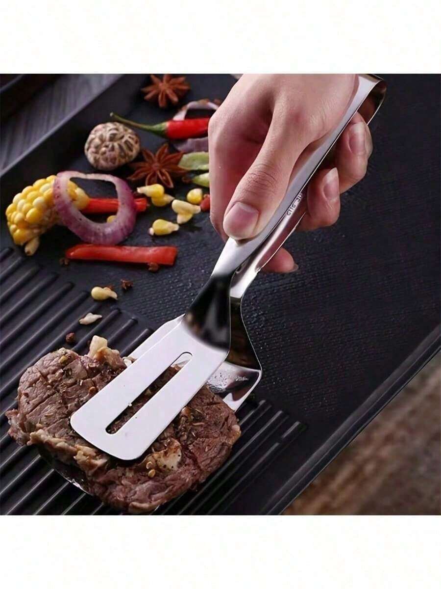 Stainless Steel Spatula Tongs, Multifunctional Steak Barbecue Utensils, Fish Spatula, Bread Tongs, Kitchen Tools, Food Flipping Steak Tongs, Outdoor Picnic Pancake Spatula, Pancake Spatula, Pizza Steak Tongs, Grilling & Cooking Tools - Multicolor - View 1