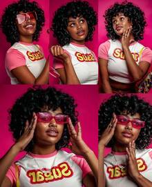 Big Curly Wigs For Women Brown 14 Inch Short Curly Wig With Bangs Soft Afro Kinky Curly Synthetic Wig For African American Women - màu đen - Xem 6