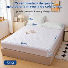 AMOROSA Juego Protector de Colchón 3 Capas 100% Impermeable,Cubre Colchón Matrimonial(con Funda de 1 Almohada)/King(con Funda de 2Almohadas)Sabanas Matrimonial Protección Completa Alta Elasticidad,Lavadora para Colchones Hasta 25cm Decoración para el Hogar-Blanco - Blanco - Ver 6