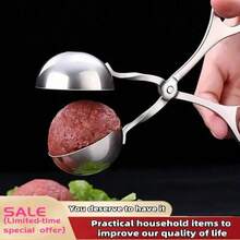 1 pieza Moldeador de albóndigas de acero inoxidable, conveniente para hacer deliciosas albóndigas. Prensa de albóndigas de acero inoxidable fácil de usar, adecuada para acampar al aire uso en la cocina, antiadherente y fácil de limpiar - Plateado - Ver 3