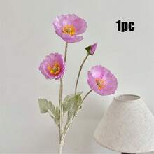 1/3/5pcs Artificial Poppy Flowers, 59cm Long, 4 Flowers Per Stem, Minimalist Modern Style, Bendable & Non-Fading - Suitable For DIY Flower Wall, Scene Decor, Vase Arrangement In Living Room/Bedroom, Wedding, Party - Purple - View 11