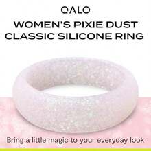 QALO Women's Rubber Silicone Ring Classic Sparkle Rubber Wedding Band Breathable Durable Engagement Silicone Ring Multi Colors - 仙塵+7 - 查看 2