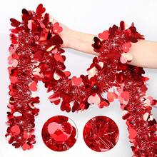 Heart-Shaped Colorful Streamer Party Decoration, Festive Atmosphere Decoration Fur Strips For Valentine's Day - Multicolor - View 2