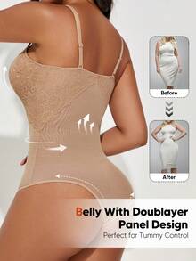 女士蕾丝拼接吊带背心 高弹力收腰连体衣