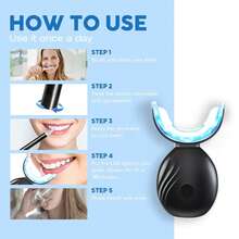 LED Teeth Whitening Kit, Teeth Whitening Tool | Luxury Home Teeth Whitening System LED Light (400mAh Battery), Comes With 4 Pcs 3ml Teeth Whitening Gel Essence, Suitable For People Who Care About Oral Care - màu đen - Xem 5