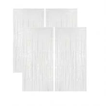 1/2/4pcs Shiny White Metallic Foil Curtain, Party Background Decor, Engagement, Birthday, Bridal Shower Photo Backdrop, Curtain Decor, Gender Reveal Party Supplies, Party Favors - White - View 9