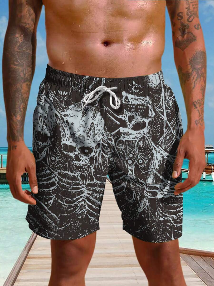 Vacation Swimming Men's Summer Casual Daily Vacation Beach Shorts With Drawstring, Single-Layer Unlined Quick Drying Hawaii - Multicolor - View 1