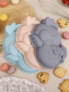 1个硅胶小鸡造型蛋糕模具，烘焙工具，卡通母鸡蛋糕模具，蛋糕烤盘，慕斯托盘，厨房烘焙巧克力慕斯果冻蜡模具，烘焙工具 - 彩色 - 查看 2