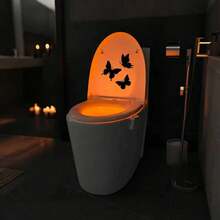 2pc Toilet Motion Sensor Night Light, 16 Colors Bathroom Sensor Lamp, Smart Bathroom LED Light Activated By Body Motion, Seat Up/Down Sensor Night Lighting,Automatic Projection Of The Floor, Suitable For Toilet Decoration - 彩色光 - 查看 4